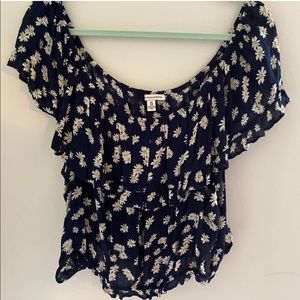 American Eagle Daisy Off the Shoulder Crop Top